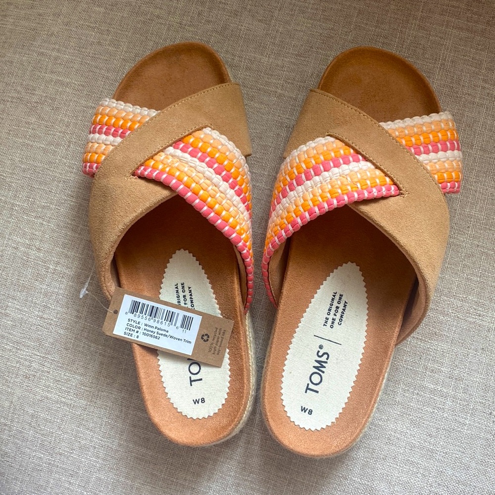 TOMS Paloma Sandal in Honey Suede with Woven Trim